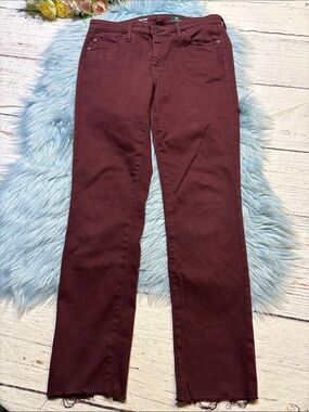 AG Adriano Goldschmied The Prima Cigarette Leg Pants in Burgundy Sz 27